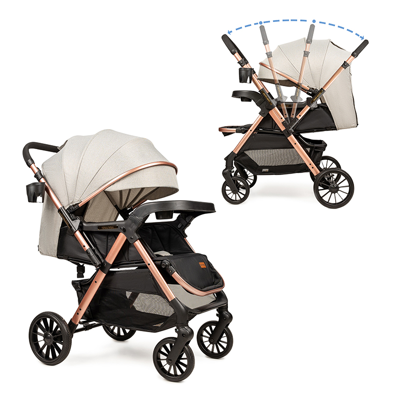 Прогулянкова коляска з перекидною ручкою NINOS MAXI 2 NEW Light Grey Gold