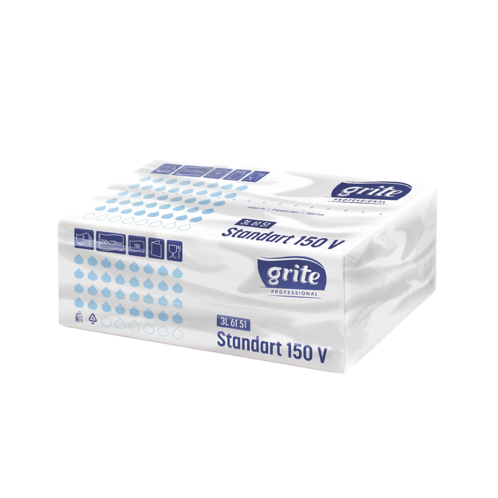 Рушники паперові ОПТОМ листові Grite Standart 150 V, 2-шарові, 150 листів, 250х230 мм, 1 шт.