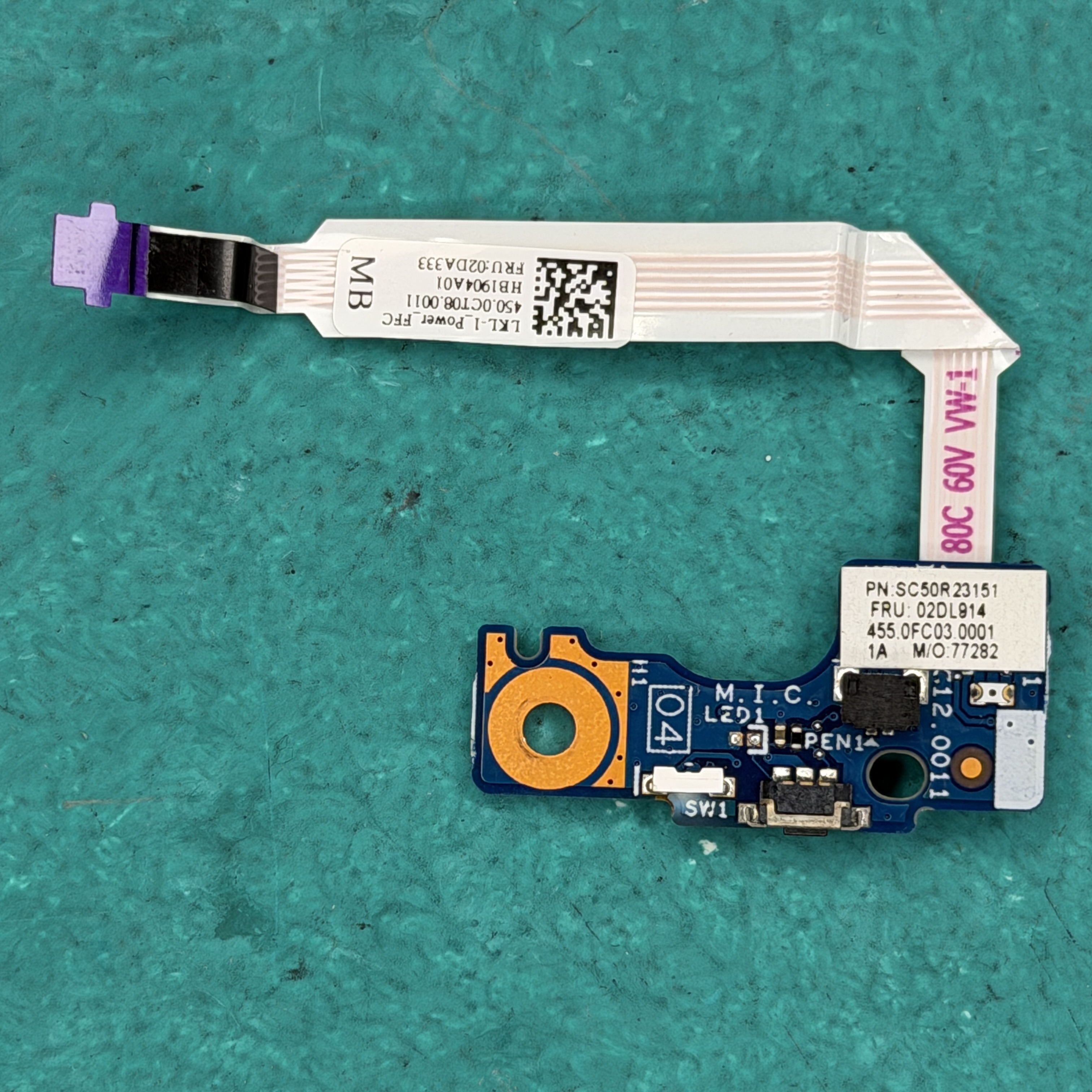 Плата кнопки живлення з шлейфом	Оригінал	Lenovo ThinkPad Yoga L390	SC50R23151