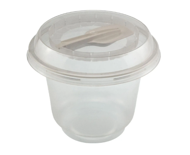 Стакан десертний 205 мл з кришкою та ложкою, упаковка 10 шт