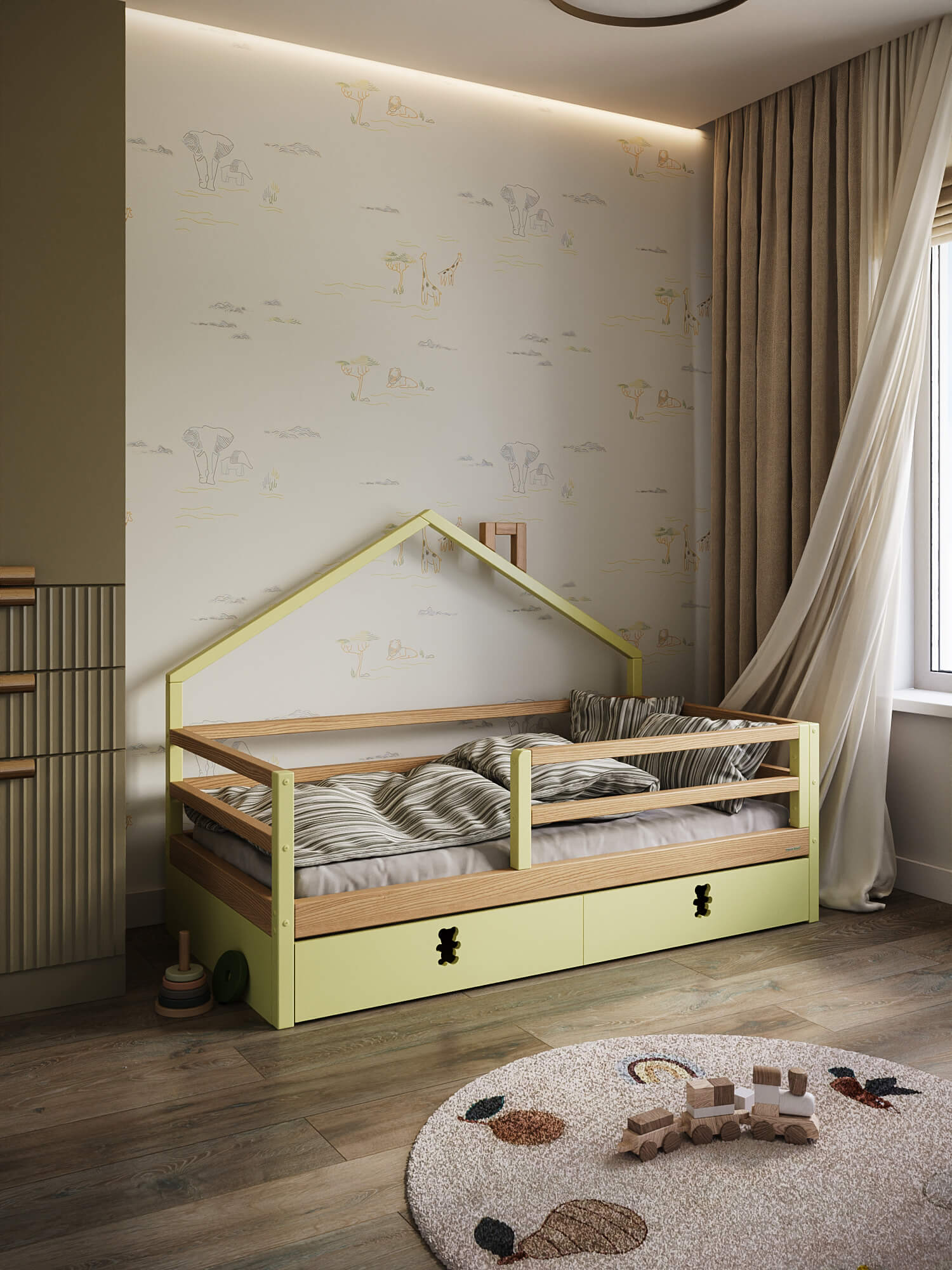 Ліжко Mini house | квадратний борт