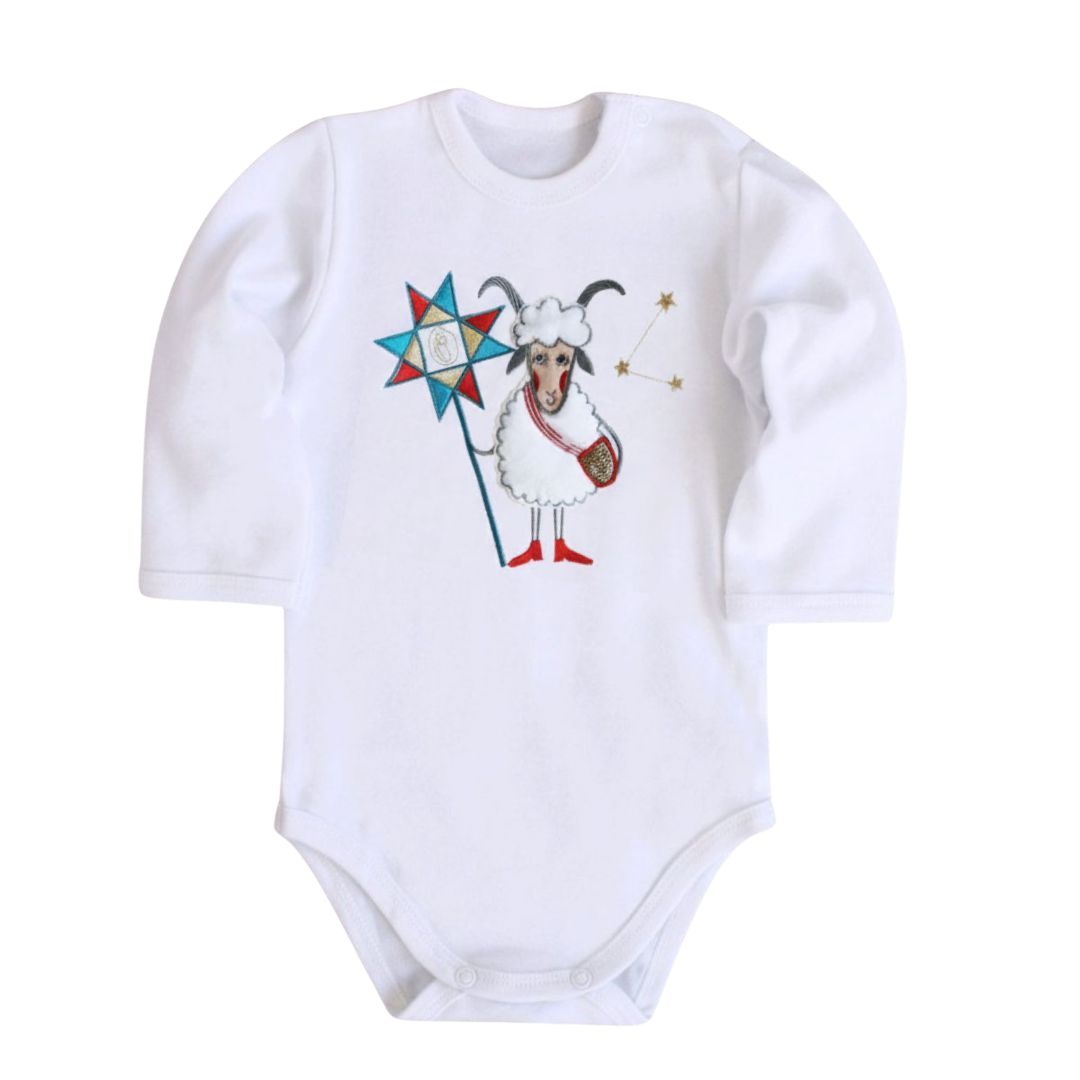 Дитячий боді з вишивкою Коза-Колядник