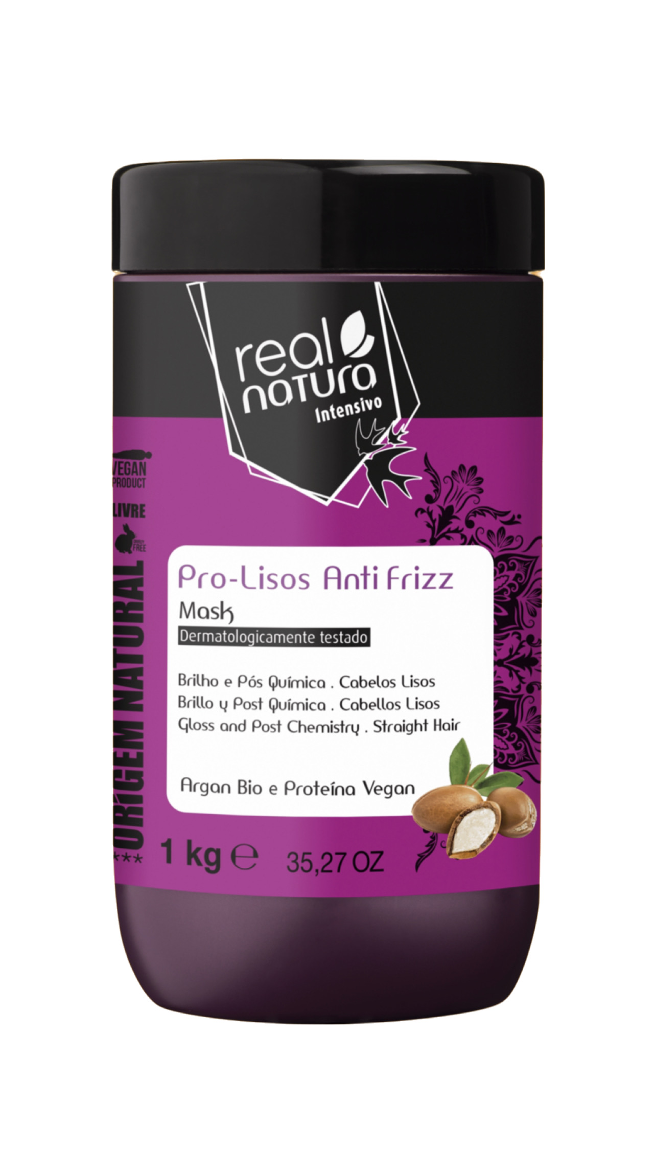 Маска Real Natura SEM SAL PRO-LISOS ANTI FRIZZ ARGAN для блиску і гладкості волосся 1000 мл