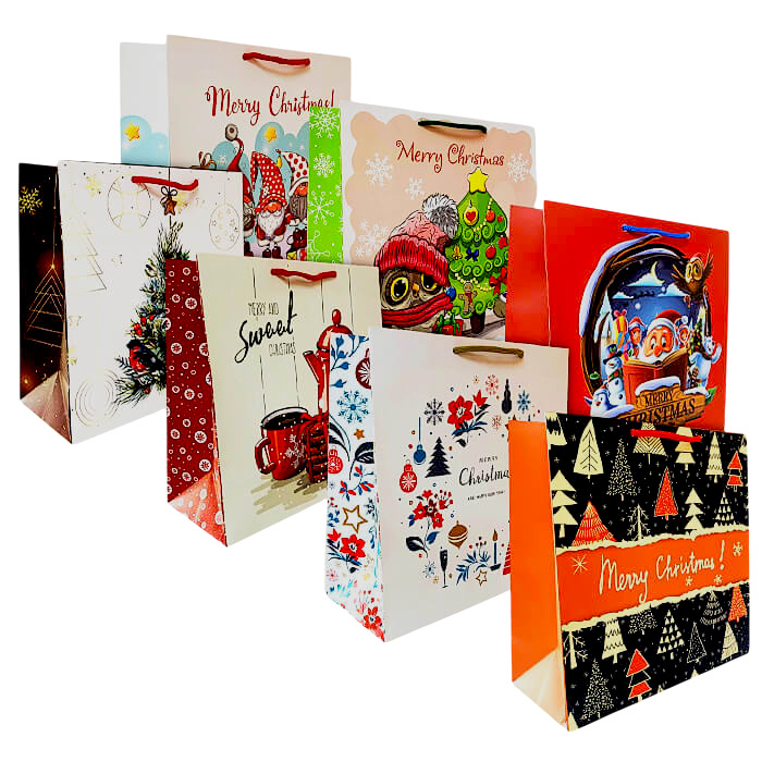 Набір новорічних пакетів 10 шт, 23х23х10 см