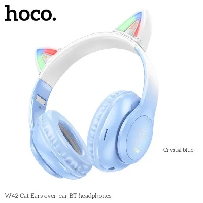 Навушники накладні HOCO W42 Cat Ears over-ear BT headphones BT5.3 blue