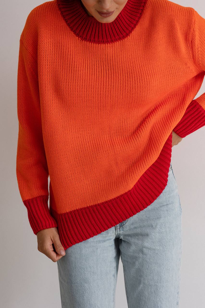 Вязаный свитер "Галатея" - Оранж-красный