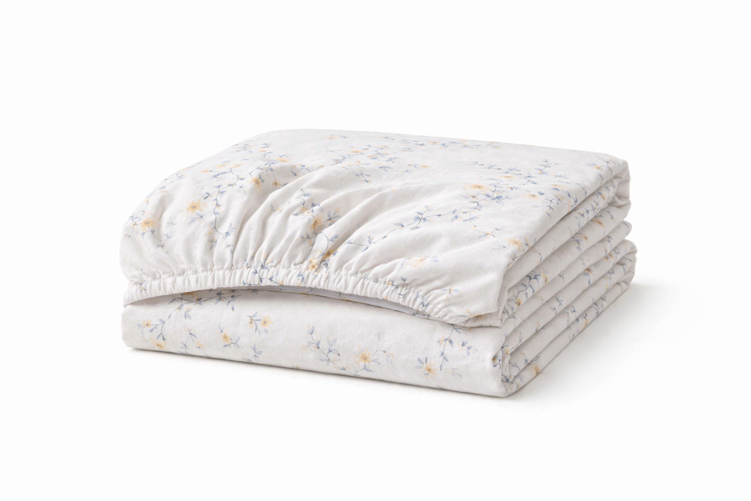 Простирадло на гумці ранфорс принт "Букети дрібних  квітів на бежевому"