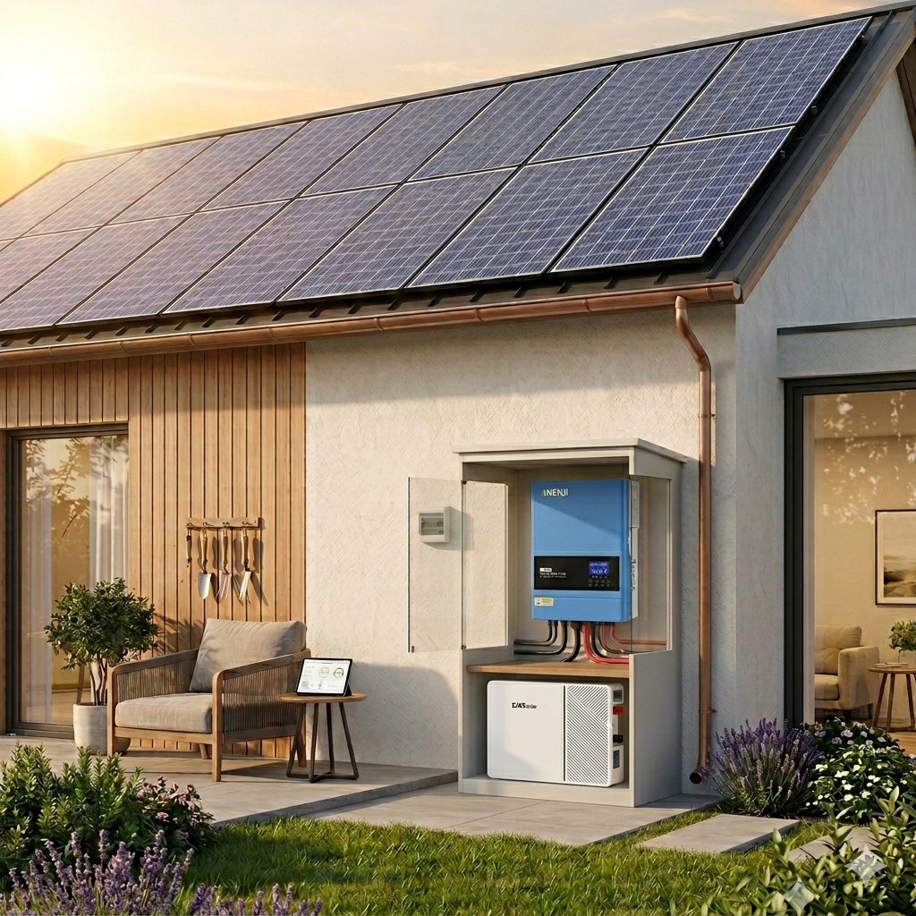 Сонячна електростанція 6.2 кВт: Гібридний інвертор Anenji ANJ-6200-48V-WIFI + Акумулятор DAH Solar (5.12 кВт*год) + 10 панелей Jetion Solar