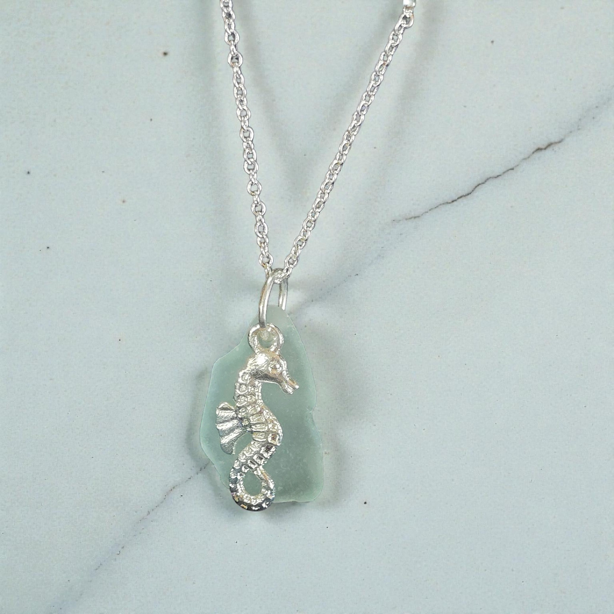 Seahorse Sea Glass Necklace 