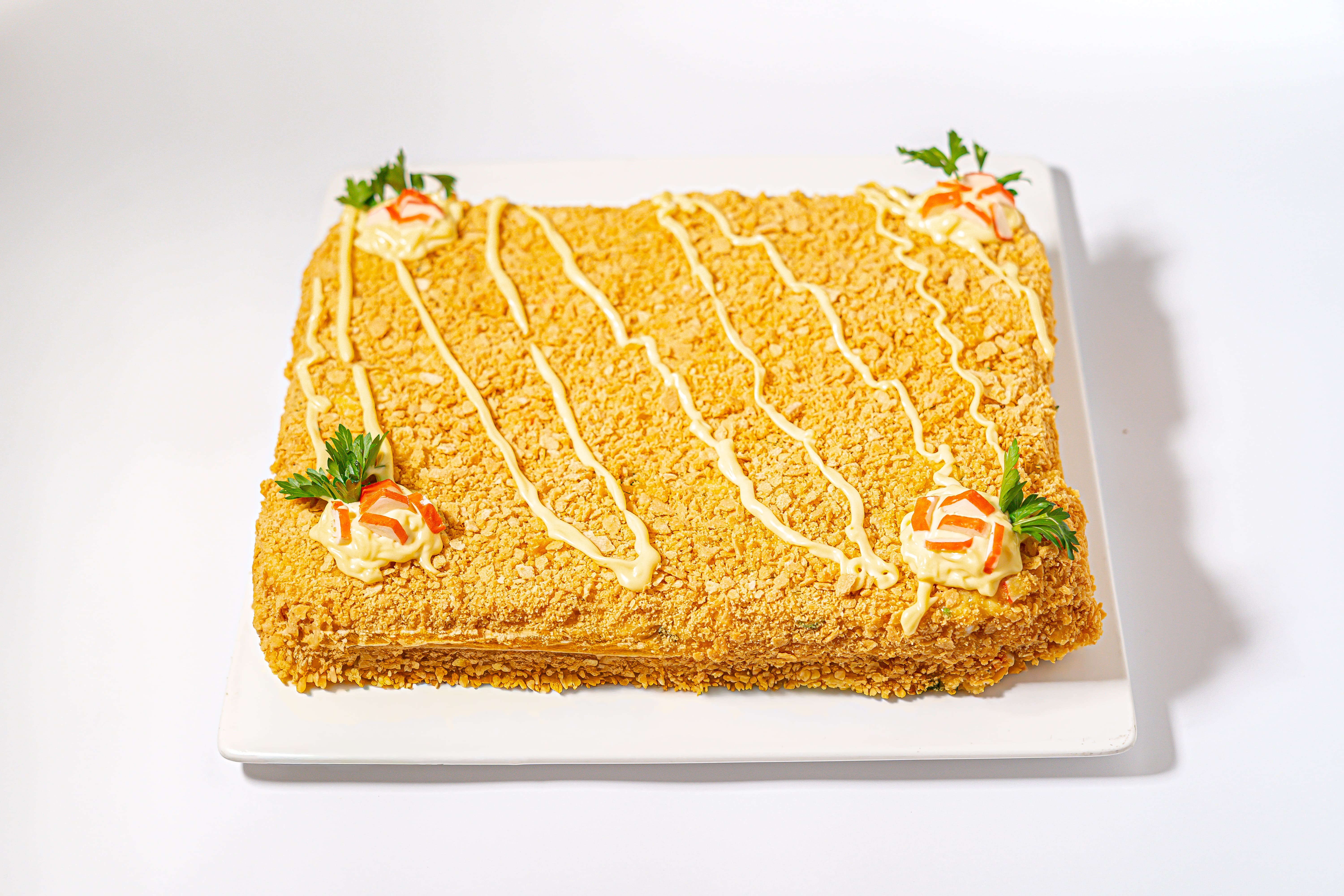 Закусочний торт з крабовими паличками