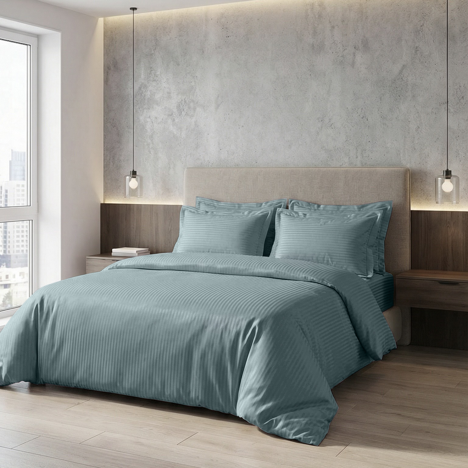 Постільна білизна з страйп - сатину, колір Royal Blue