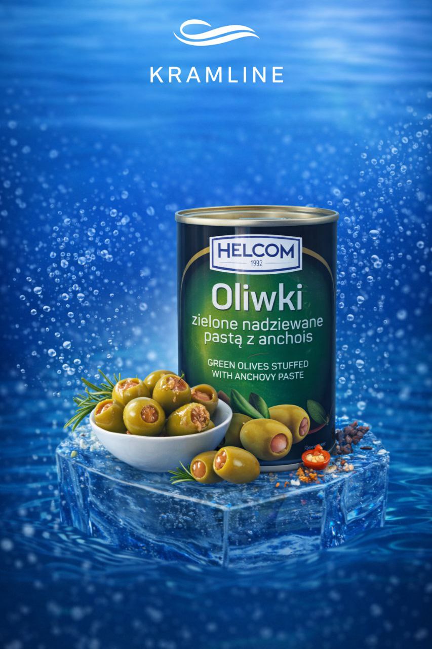 Оливки зелені фаршировані анчоусами “Helсom”