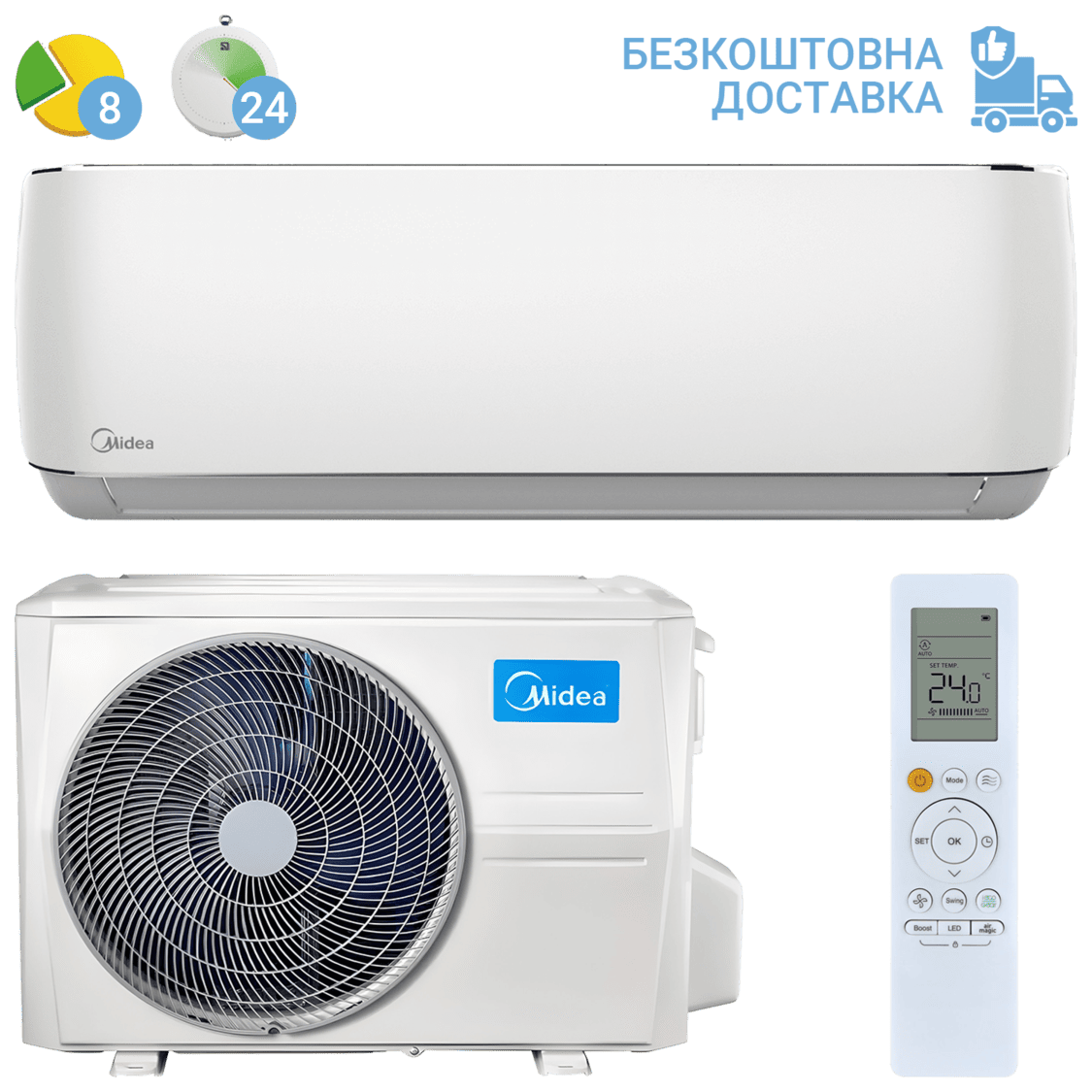 Кондиціонер Midea MSAB-24HRFN8-I /MSAB-24HRFN8-O (з установкою: +3900 грн)