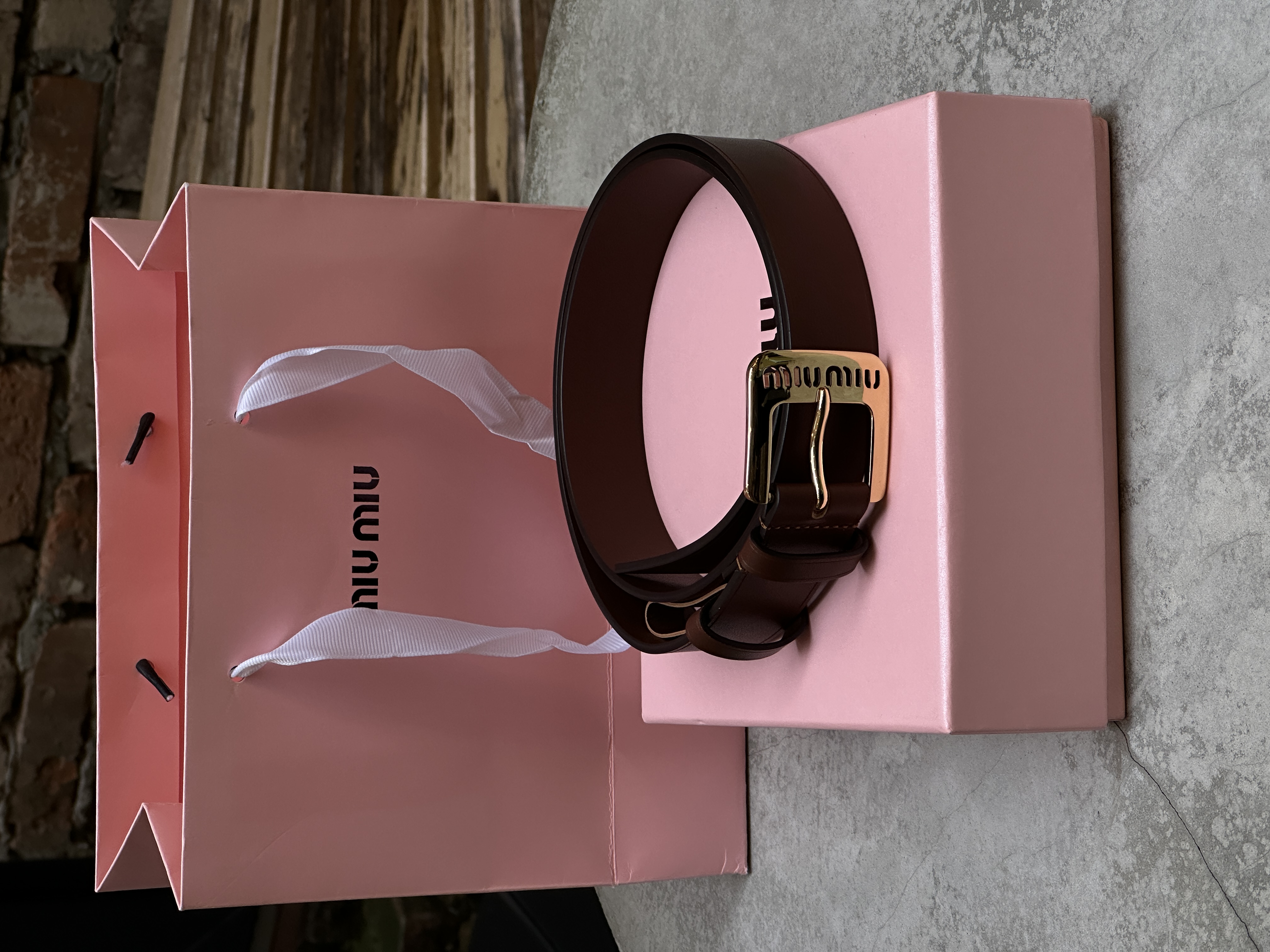 Miu Miu Nappa Leather Belt Brown
