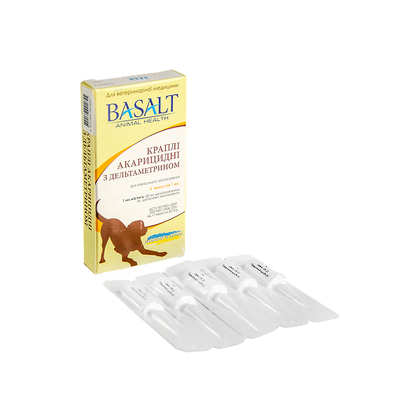 Краплі Базальт акарицидні з дельтаметрином д/собак 1мл №5