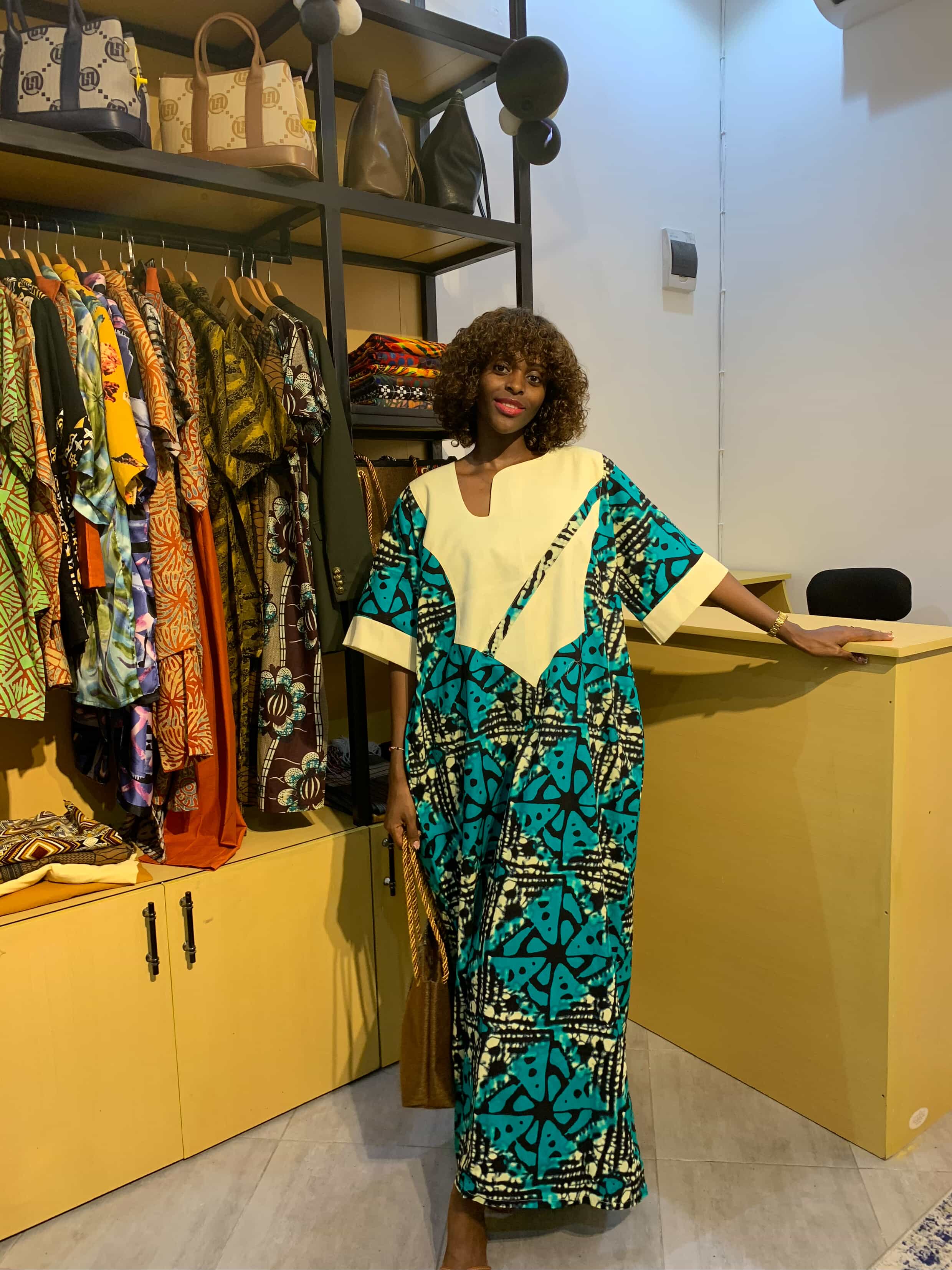 Greatness - African Print Turquoise Geometry Dress.