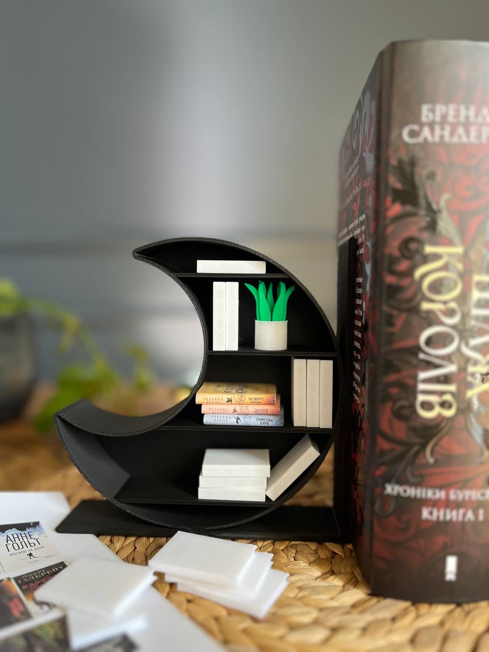 Тримач для книжок Bookend Moon Книжкова шафа та Міні-книги Декор для книжкової полиці, 3Д друк