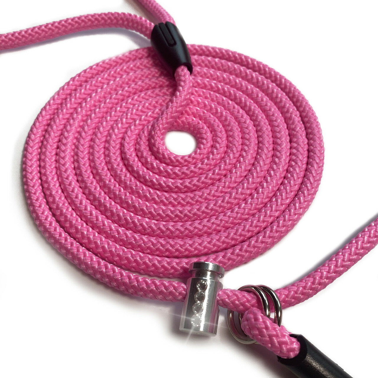 Повідець контролер Dog Walking CONTROL LEASH для вигулу та дресирування собак 7 мм 2.5 м фламінго Swarovski
