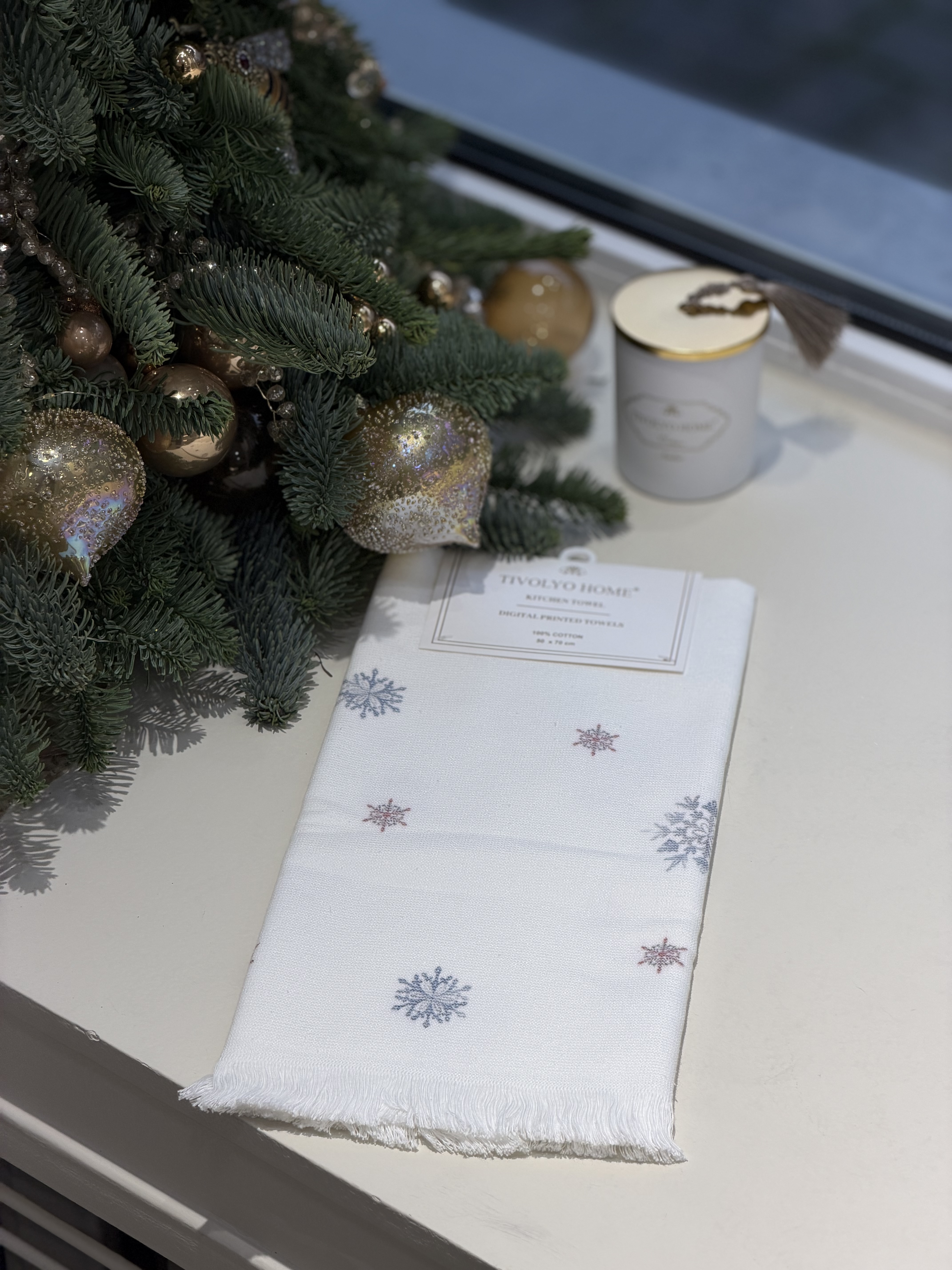 Новорічні бавовняні кухонні рушники преміум бренду Tivolyo Home