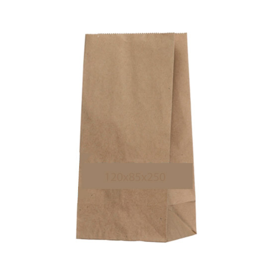 Паперовий крафт пакет бурий 120х85х250 мм, упаковка 200 шт, 004200248