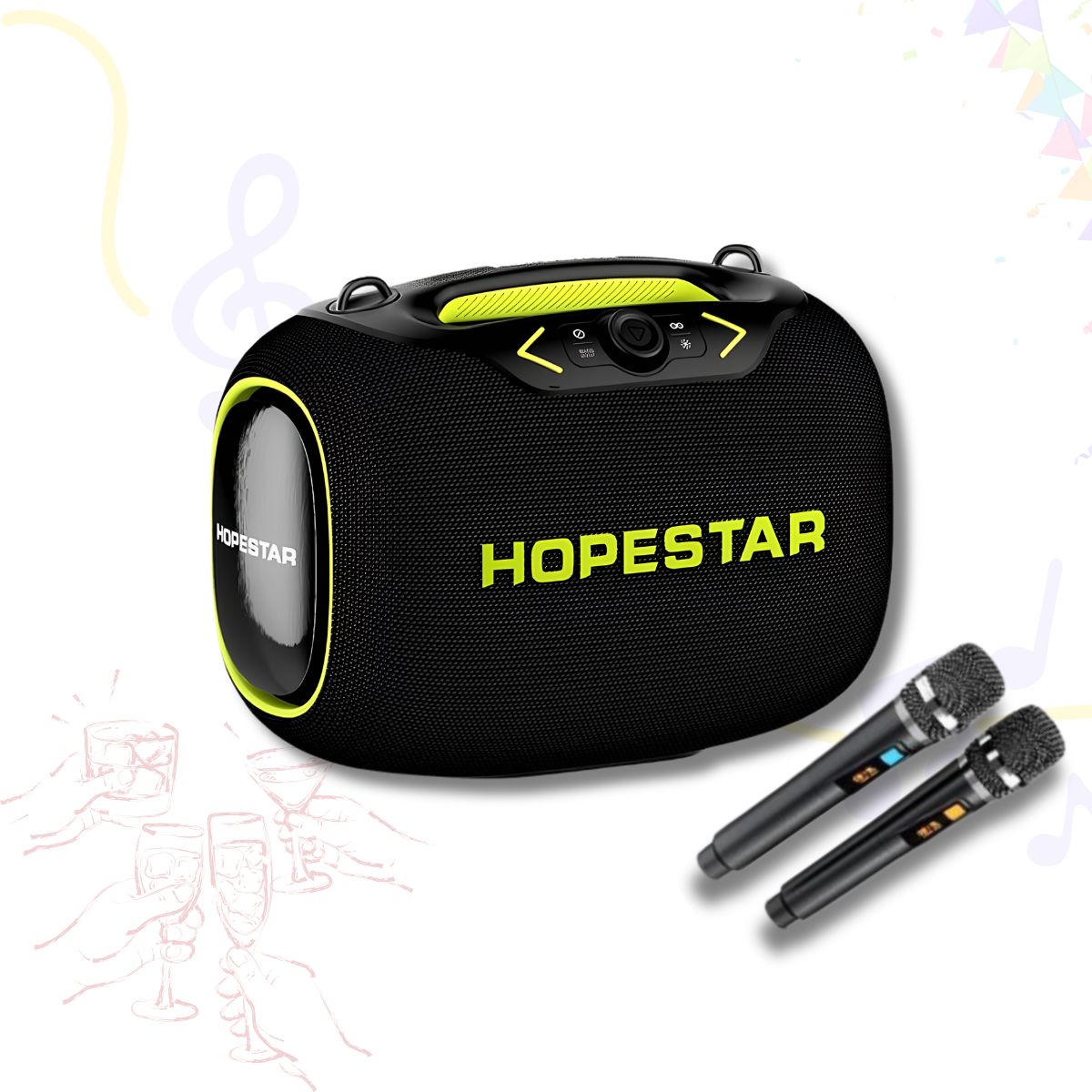 Потужна акустична система Hopestar PARTYBOX (120 Вт) з 2 мікрофонами та акумулятором 22000 mAh