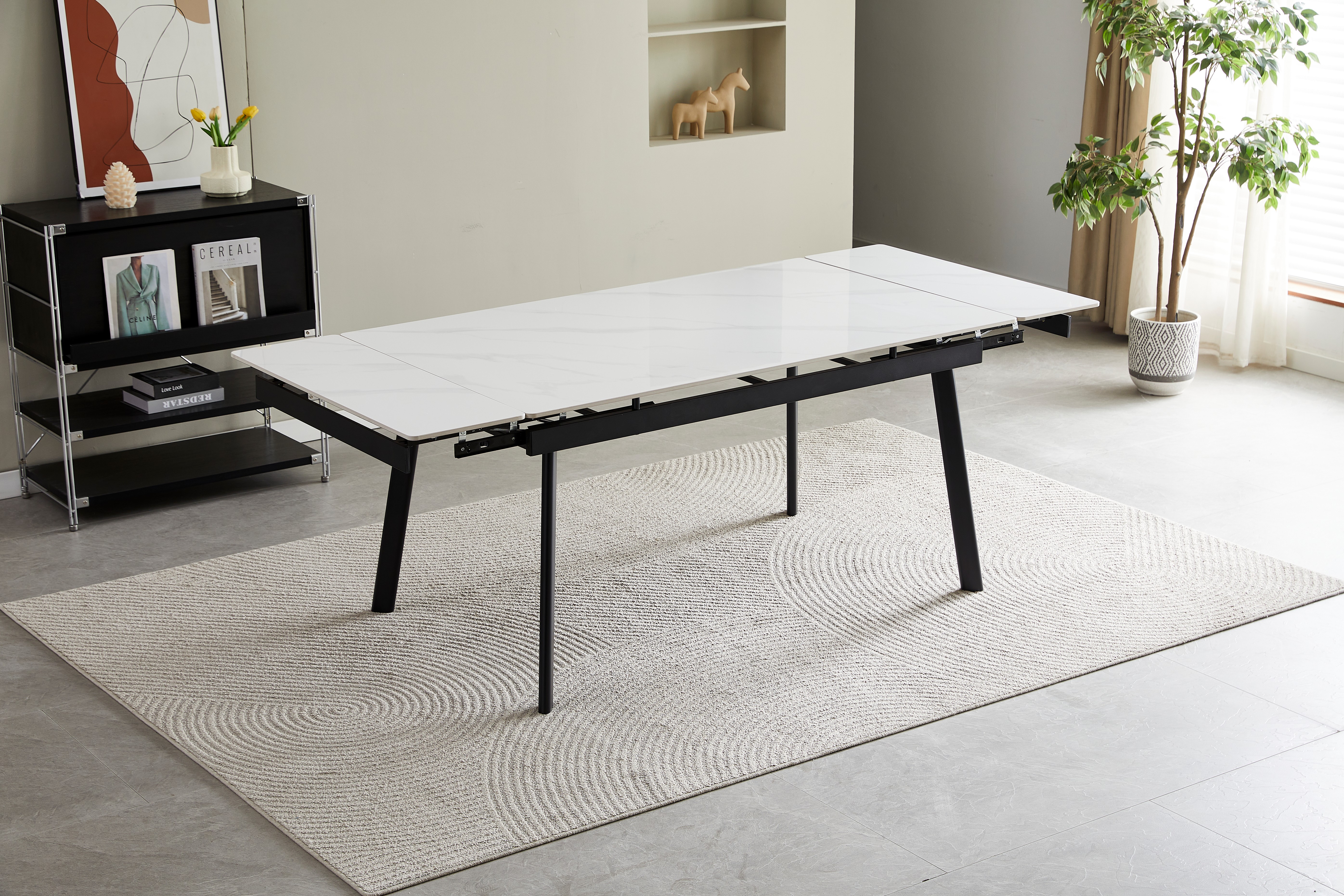 Керамічний стіл TM-98 білий мармур + чорний