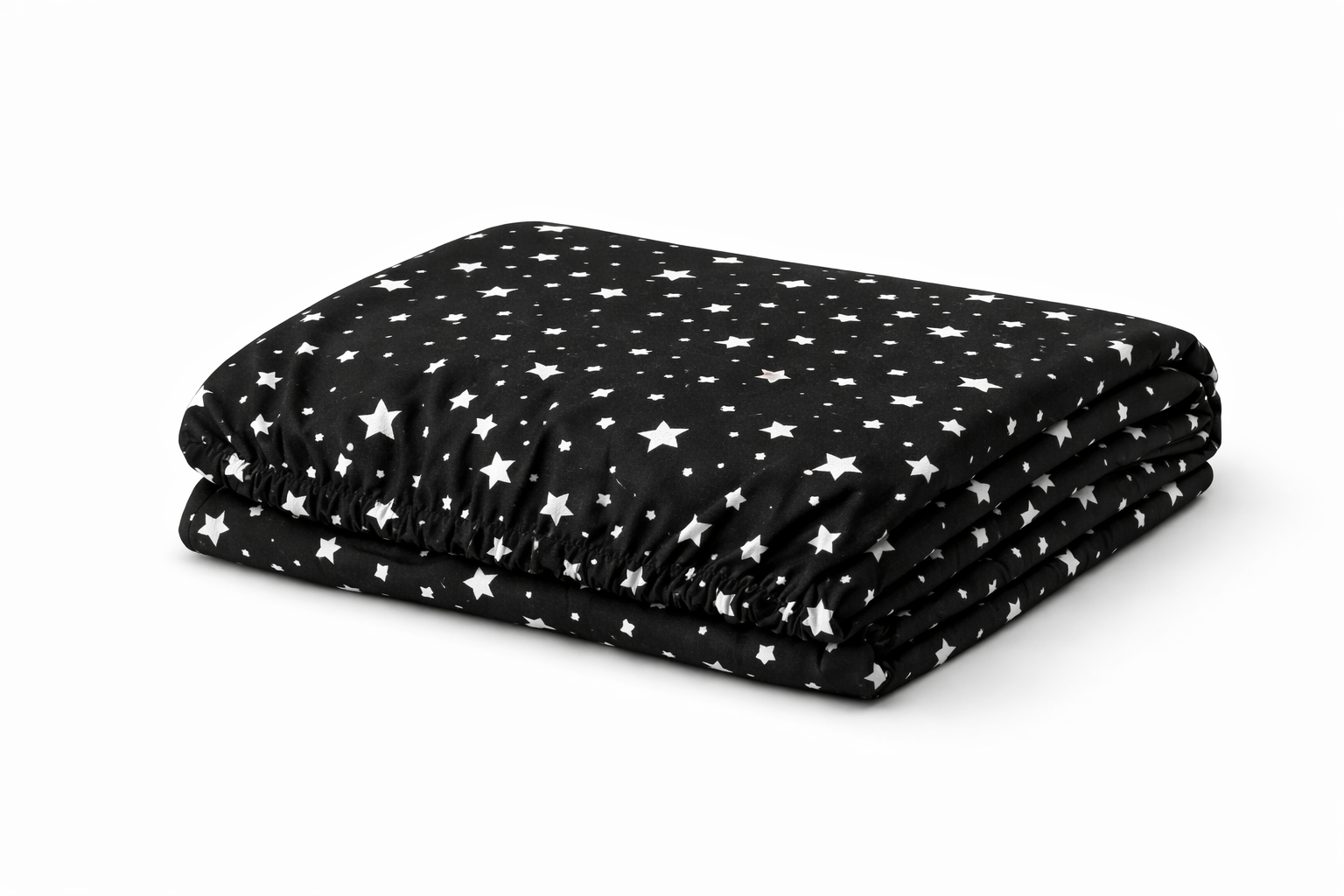 Дитяче простирадло га гумці ранфорс принт "Білі зірки на чорному "