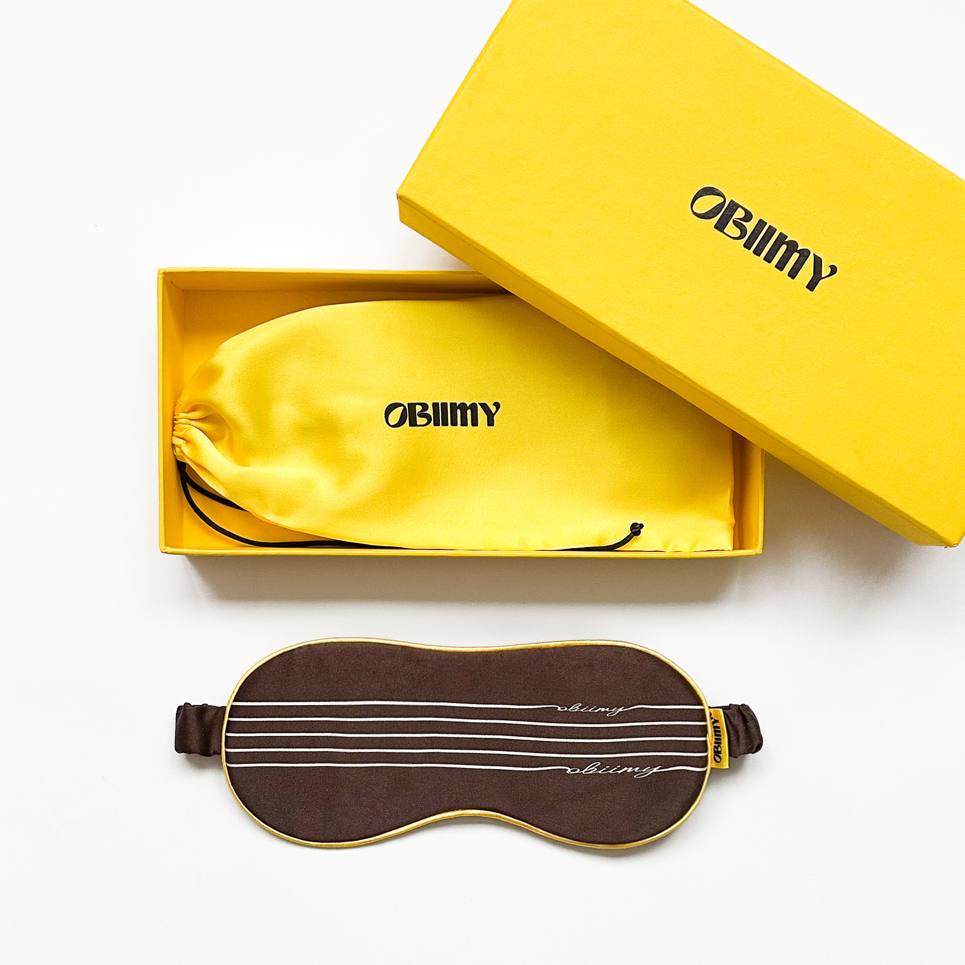 Маска для сну і відпочинку Obiimy з натурального шовку «Ранкова кава»