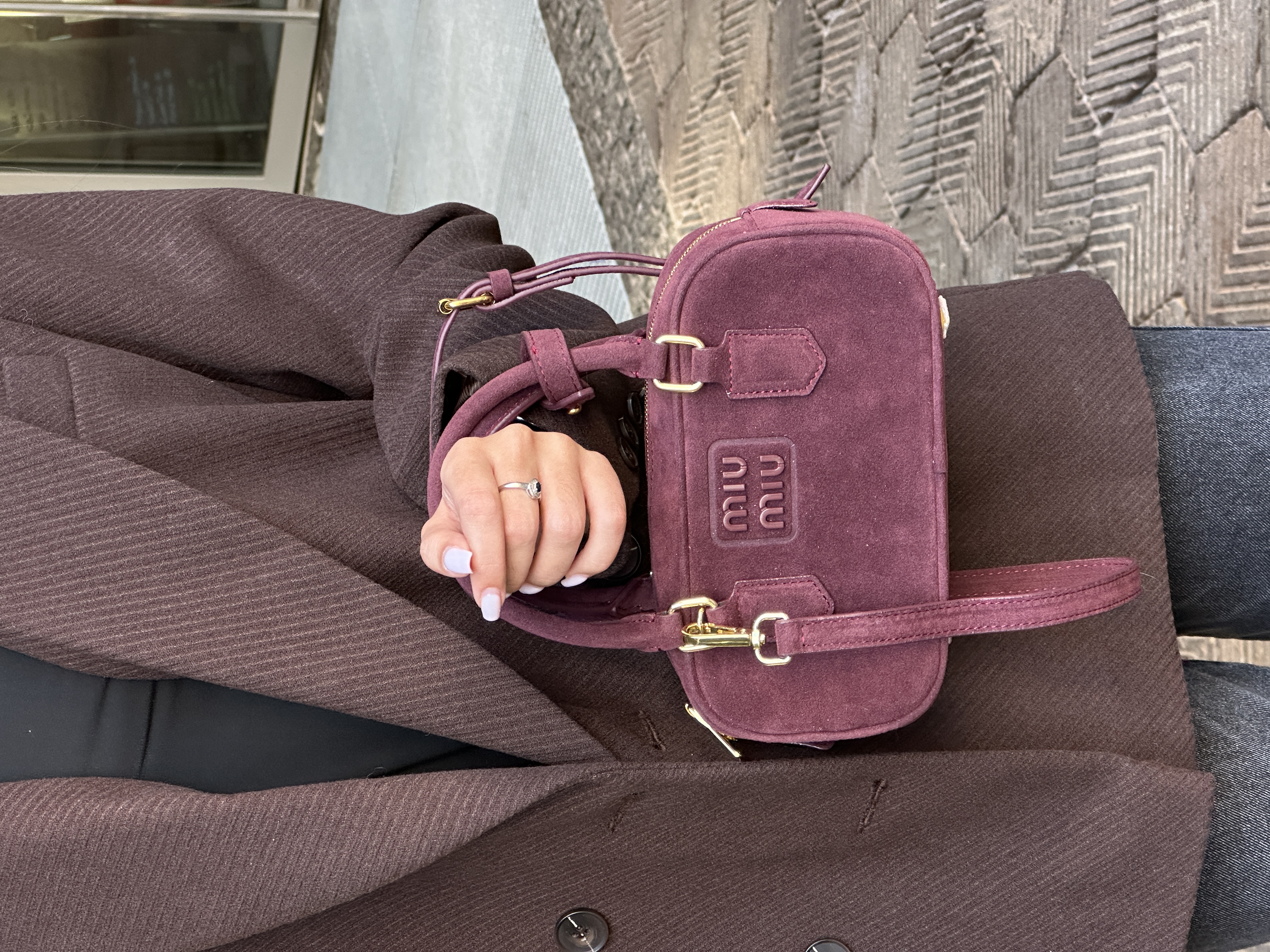 Miu Miu Arcadie Suede Bag Burgundy