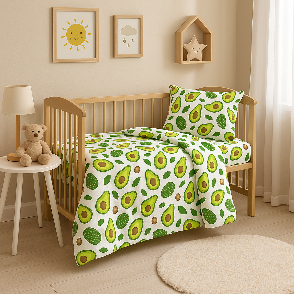 Дитяча постільна білизна з фланелі з малюнком "Авокадо"