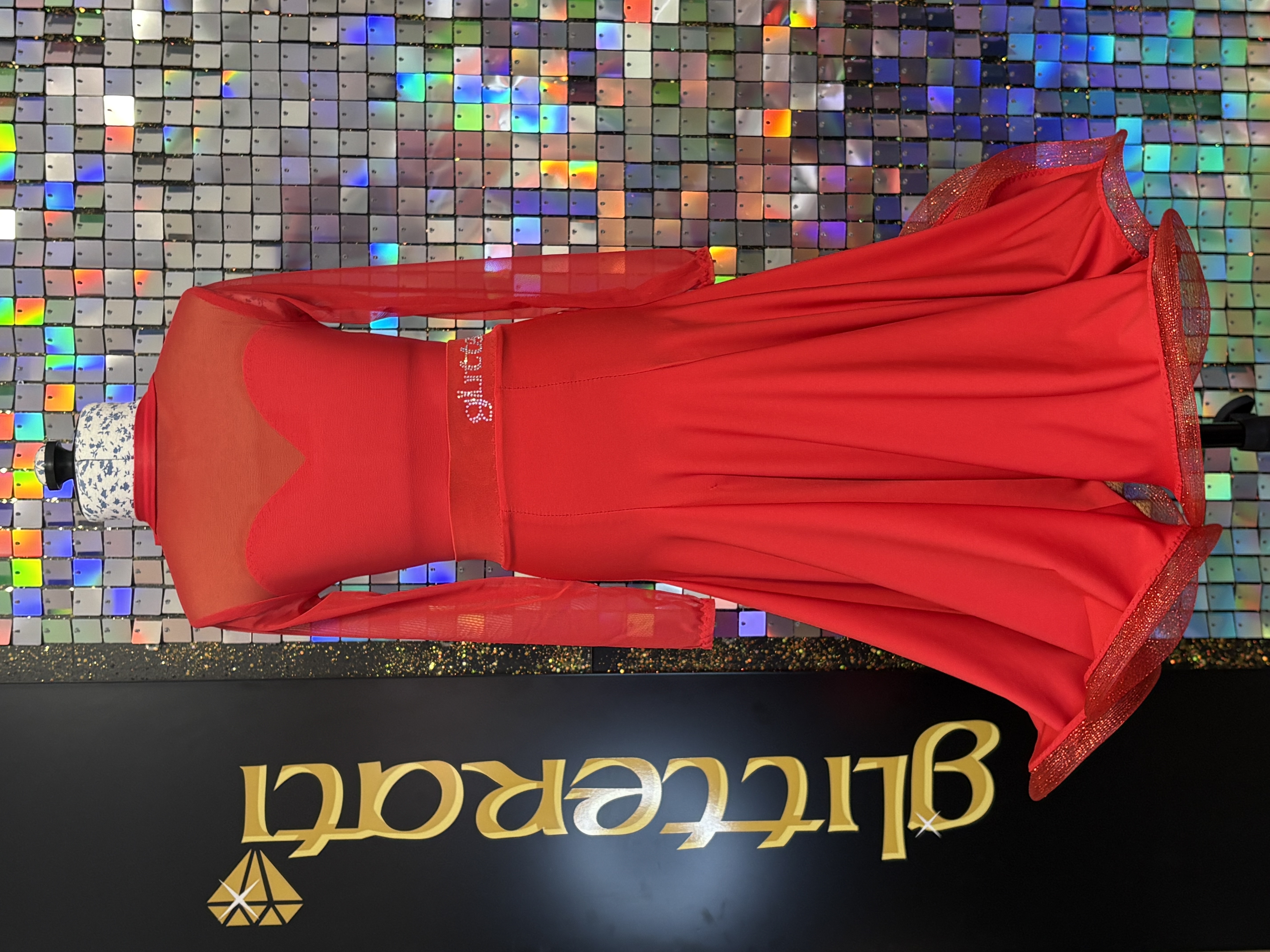Panelled ballroom skirt with rolled crinoline hem
