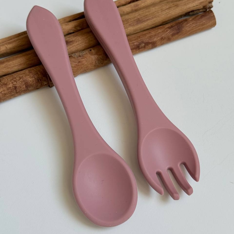 Прибори силіконові Темно рожевий (dark pink)