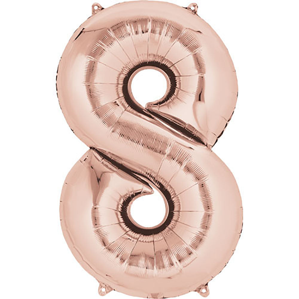 34 inch Number 8 Rose Gold Helium Balloon