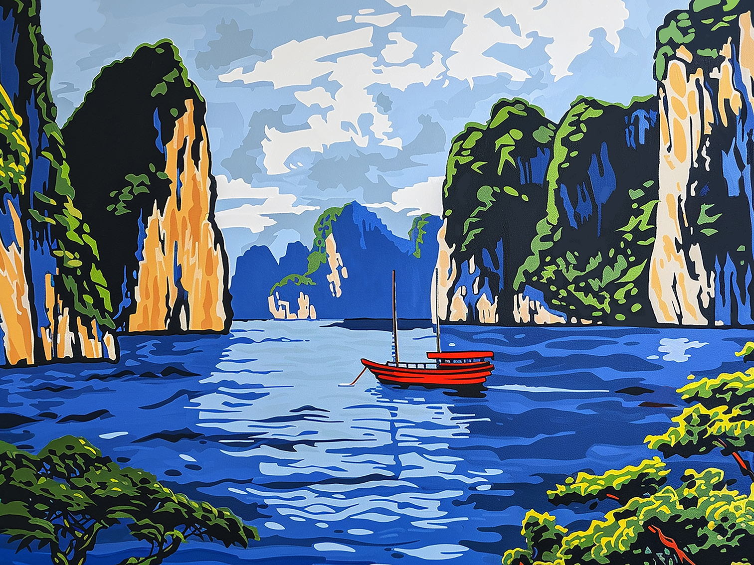 Halong Bay Thailand, 60x80 cm, original acrylic painting on canvas