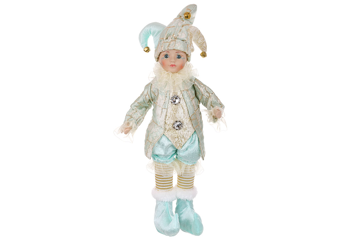 Музична іграшка Арлекін (з функцією руху голови) 43см, колір - шампань з бірюзою NY14-839