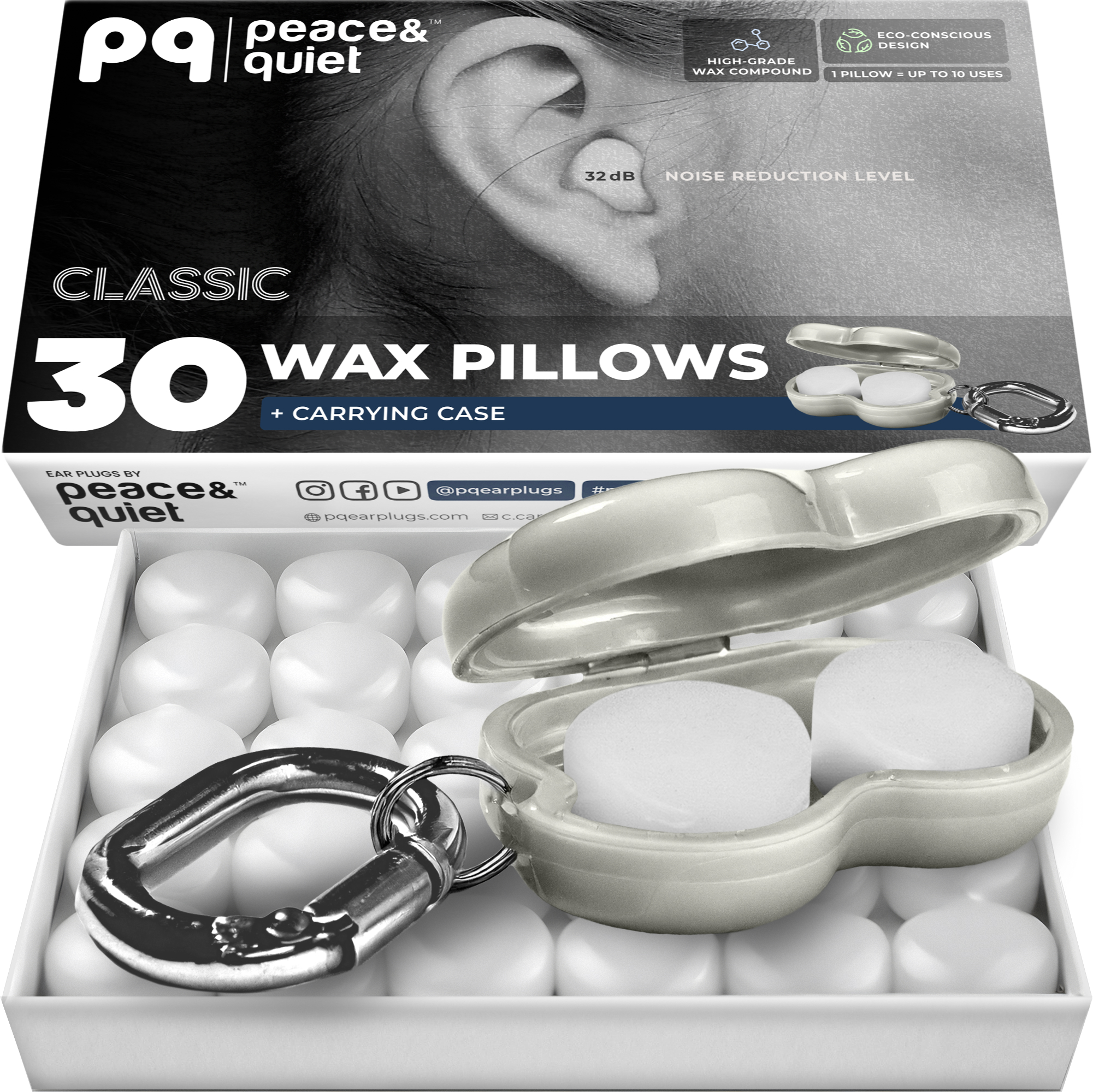 Силіконові беруші для сну PQ 30 штук з кейсом для зберігання