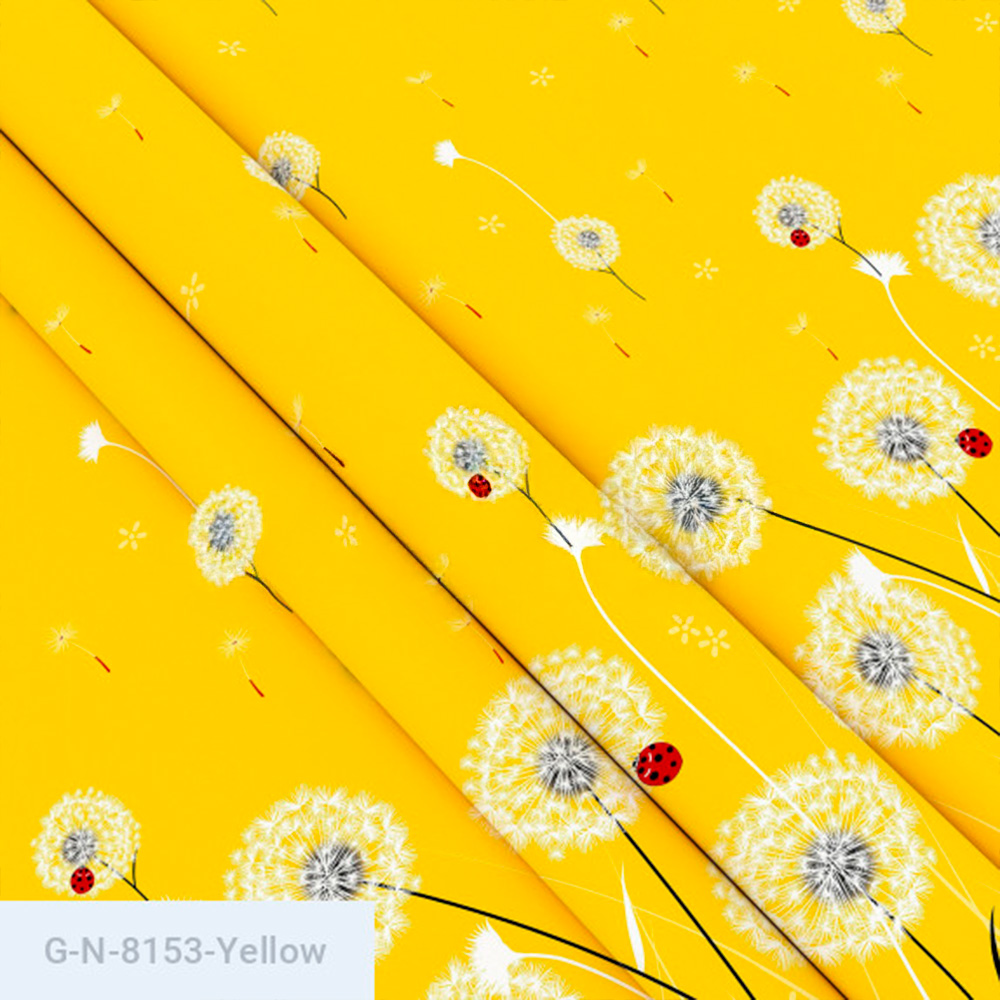 Тканина Голд Euro - Білі кульбаби на жовтому