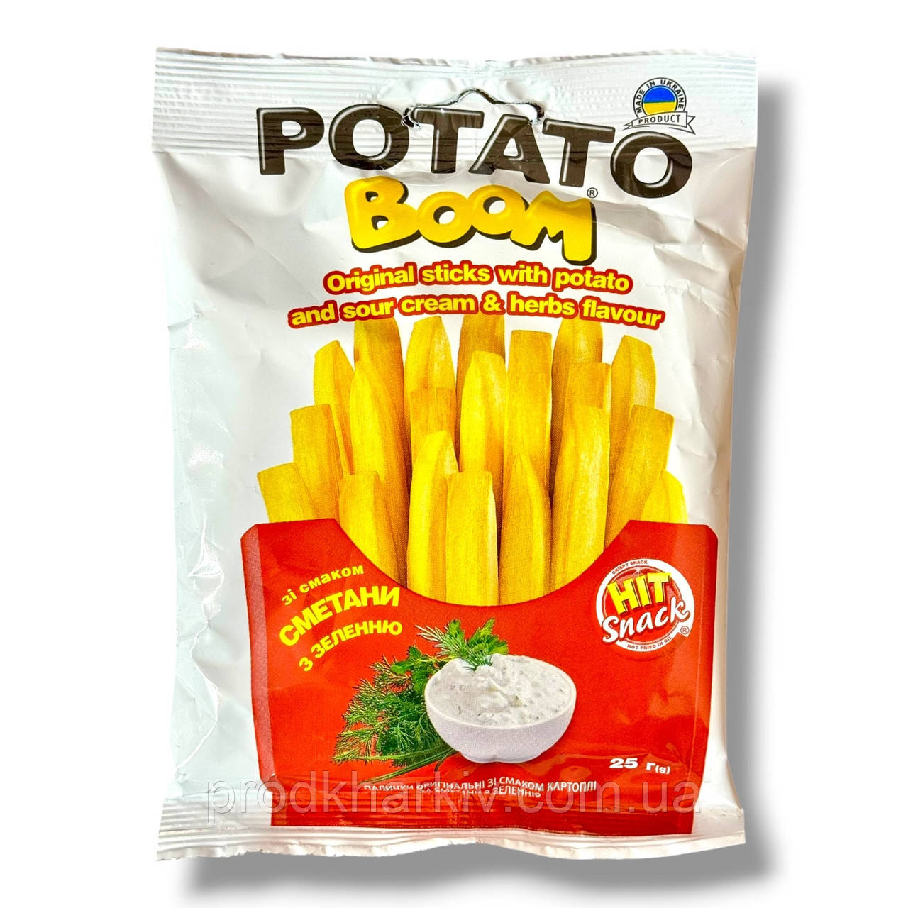 Хрусткі картопляні палички «Potato Boom» зі смаком Сметана зелень, 25 г