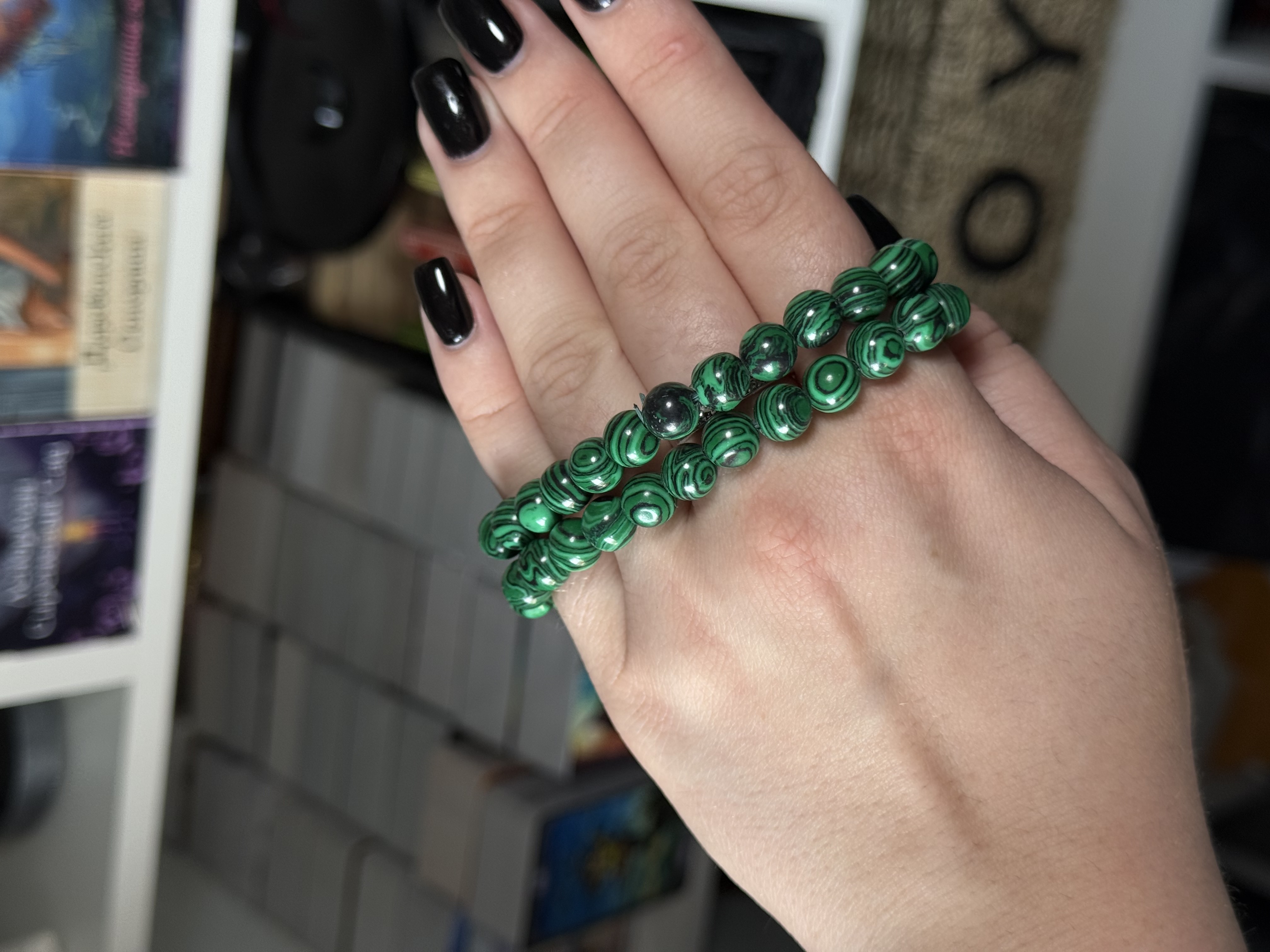 Браслет з натурального каменю Малахіт