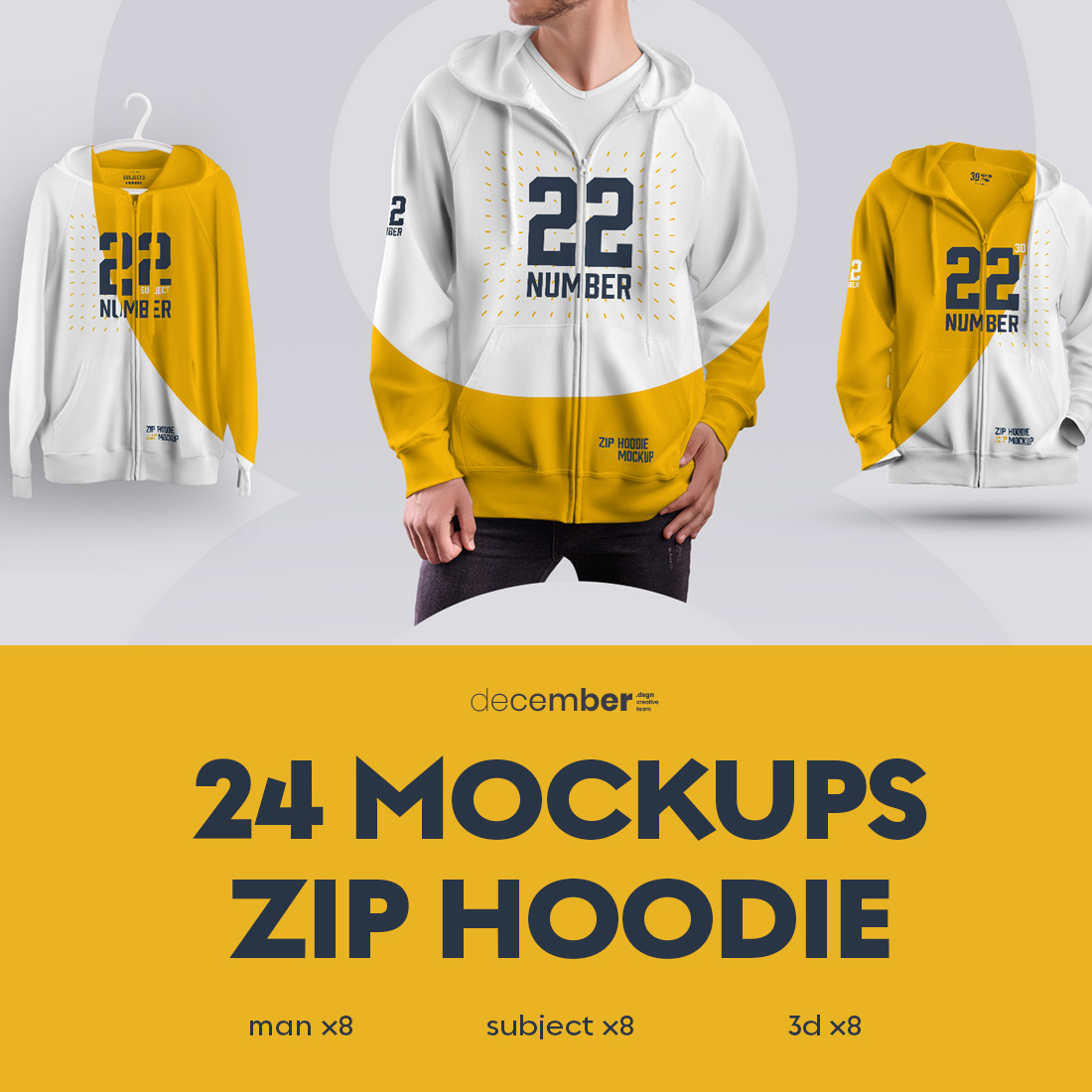 24 Zip Hoodie Mockup