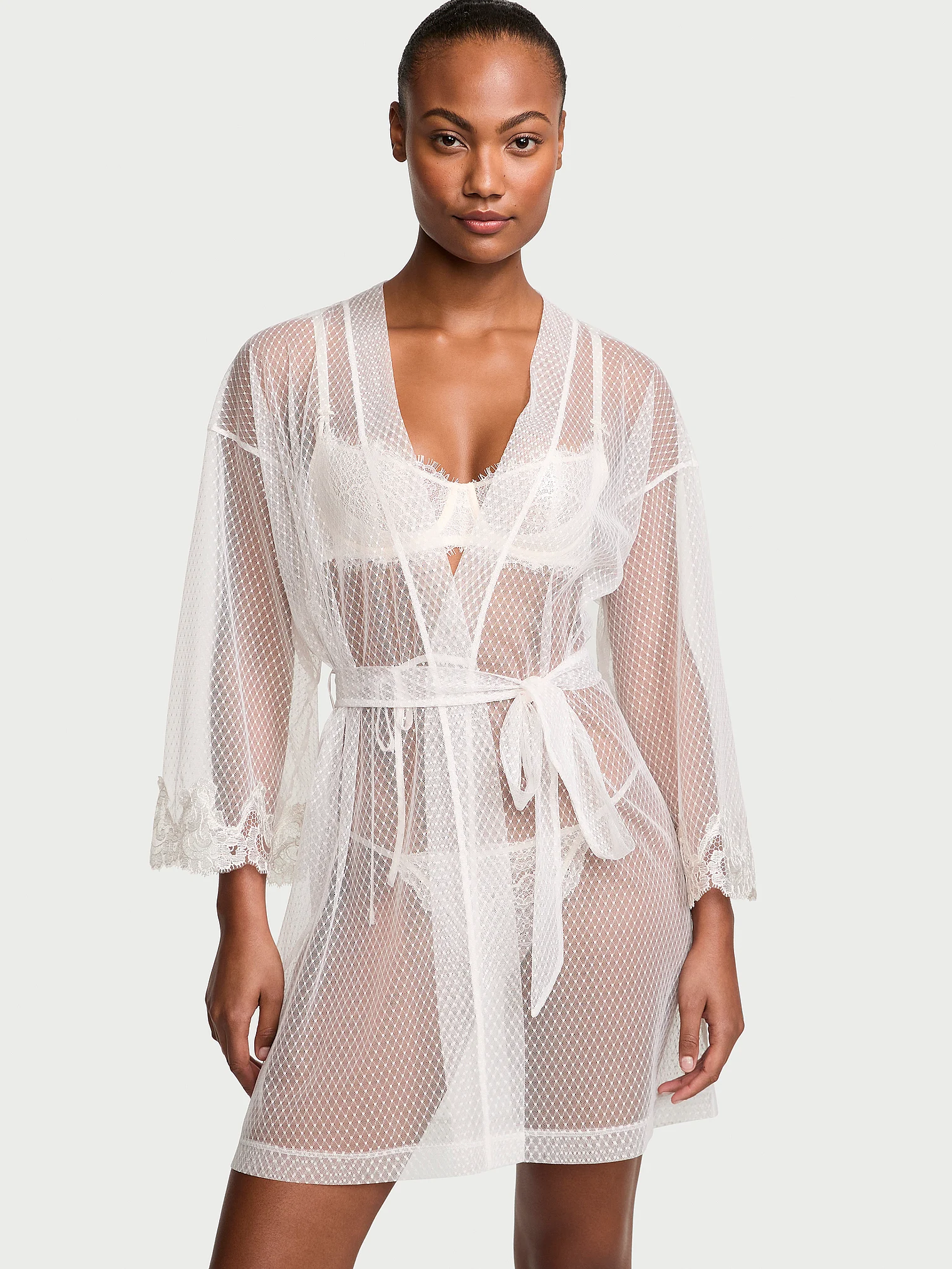 Мереживний халат VS Sheer Boho Floral Short Robe