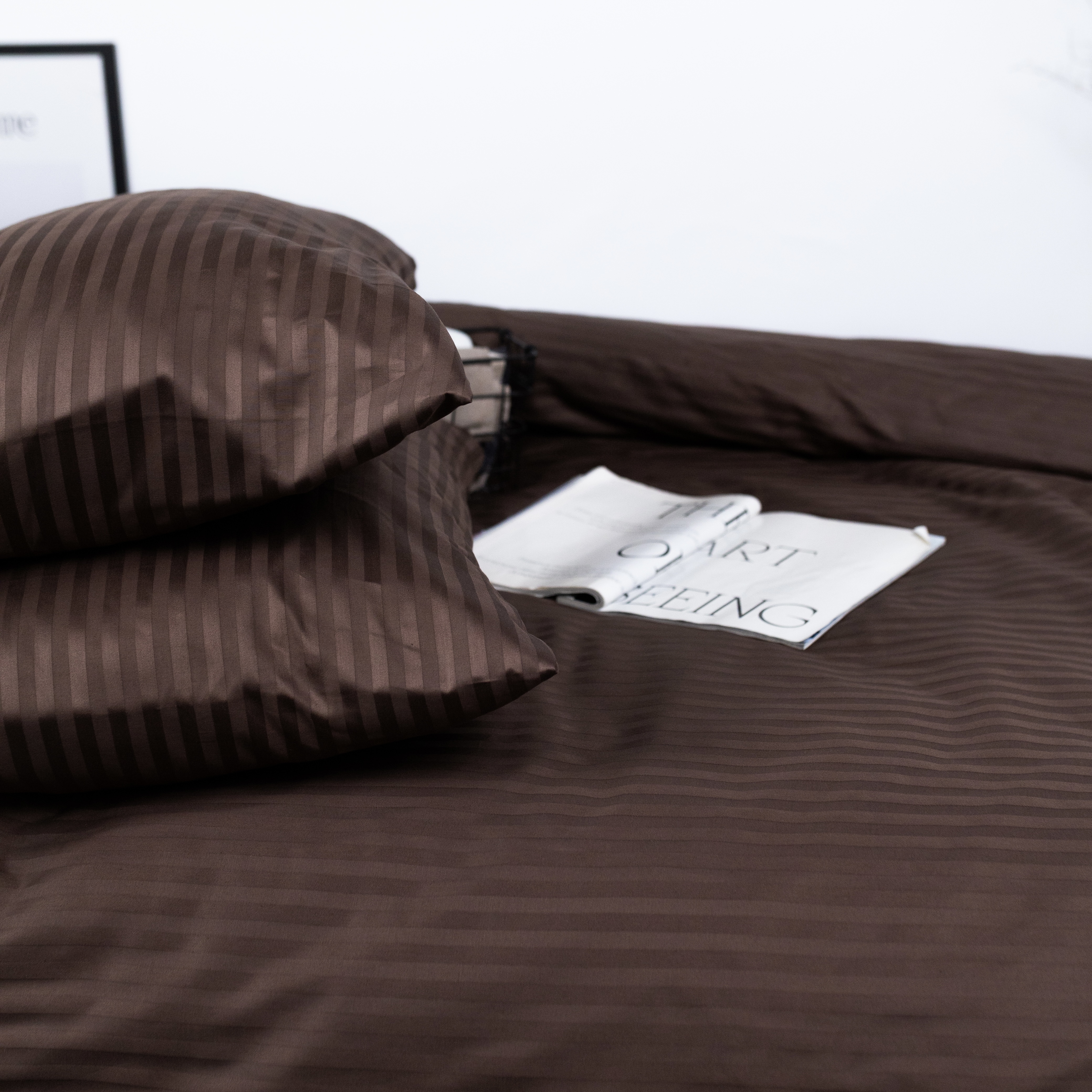 Постільний комплект Страйп сатин Шоколад