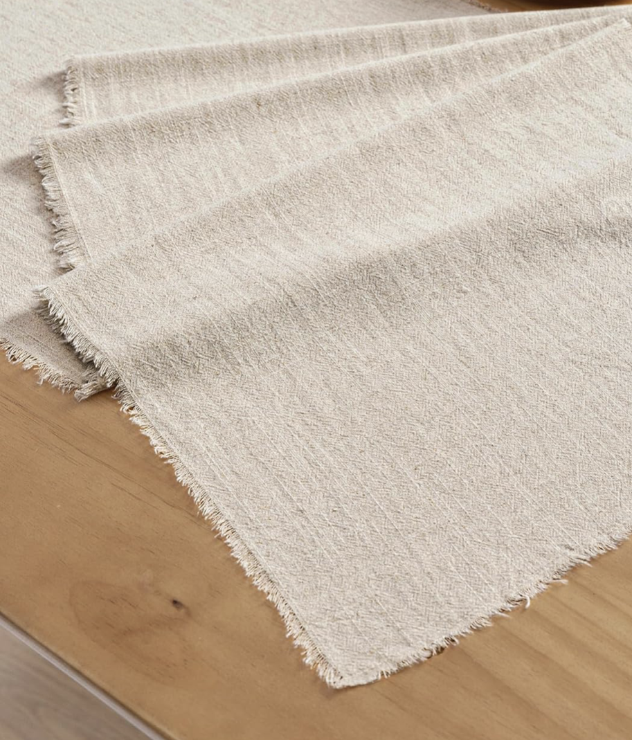 Beige Linen Table Runner