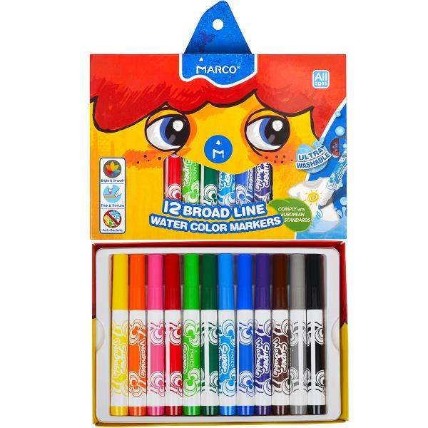 Фломастери 12 кольорів MARCO JUMBO Broad Line Washable