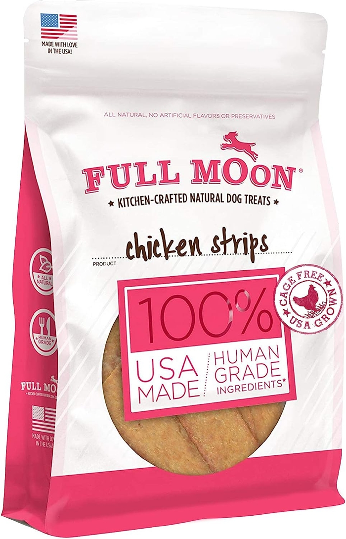 Full Moon Chicken Strips Healthy All Natural Dog Treats Human Grade Made in USA Grain Free, 1.5 Pound (Pack of 1)