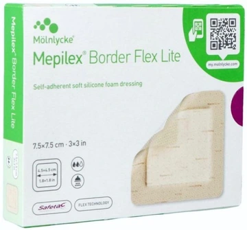 7.5×7.5см.Mepilex Border Flex Lite багатофункціональна самоклеюча універсальна пов'язка 1шт.