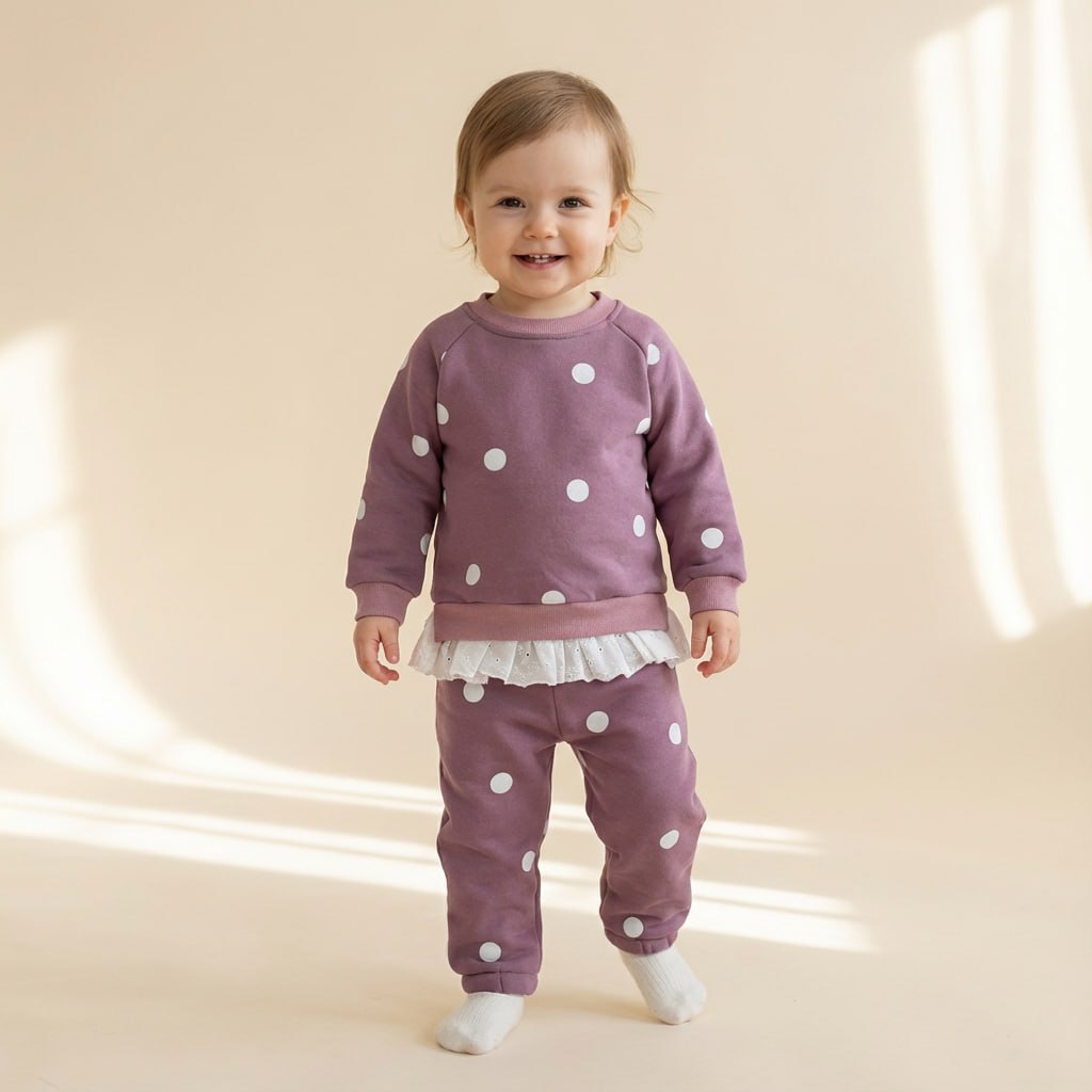 Дитячий костюм утеплений трьохнитка на флісі "Горох зі штанцями"