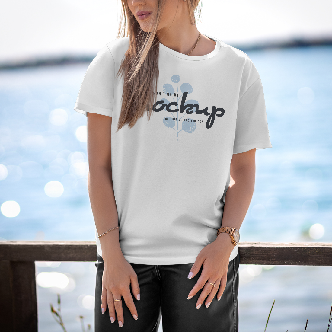 5 Mockup T-Shirt on a Woman