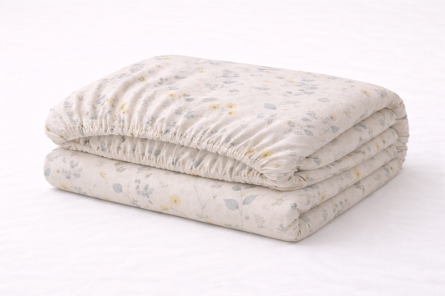 Простирадло на гумці ранфорс принт  "Дрібна  квітка на бежевому "