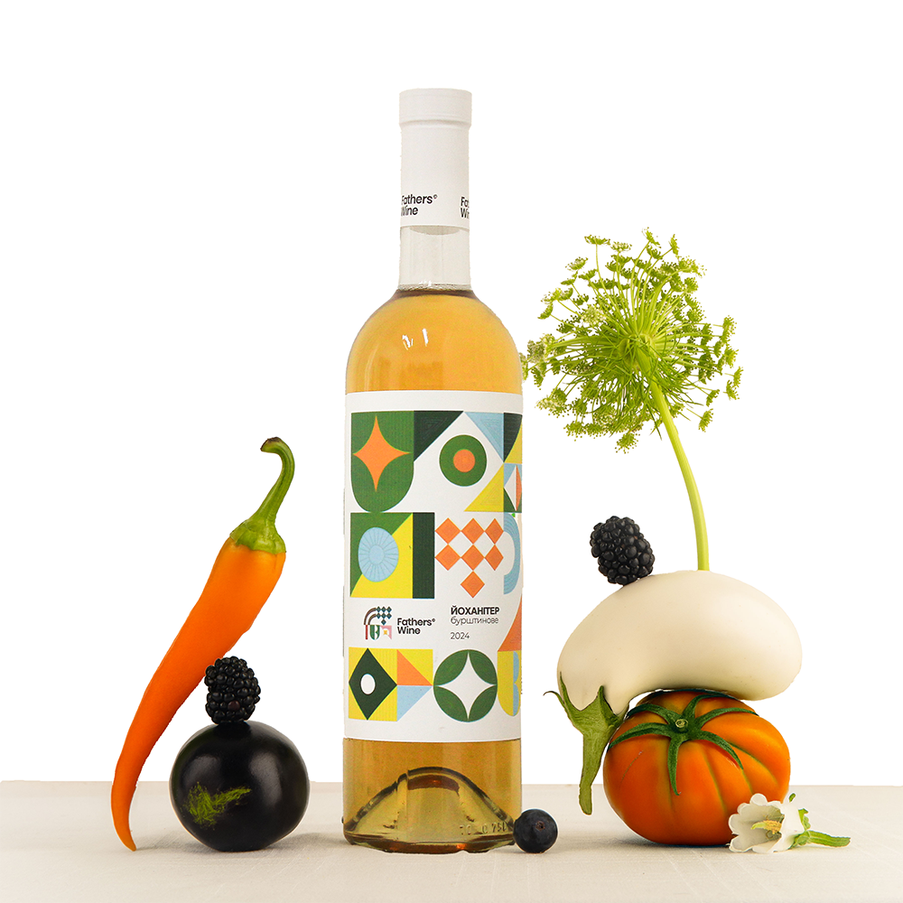 ЙОХАНІТЕР бурштинове 2024 / сухе вино / витримка в глиняних амфорах та дубових бочках 6 місяців